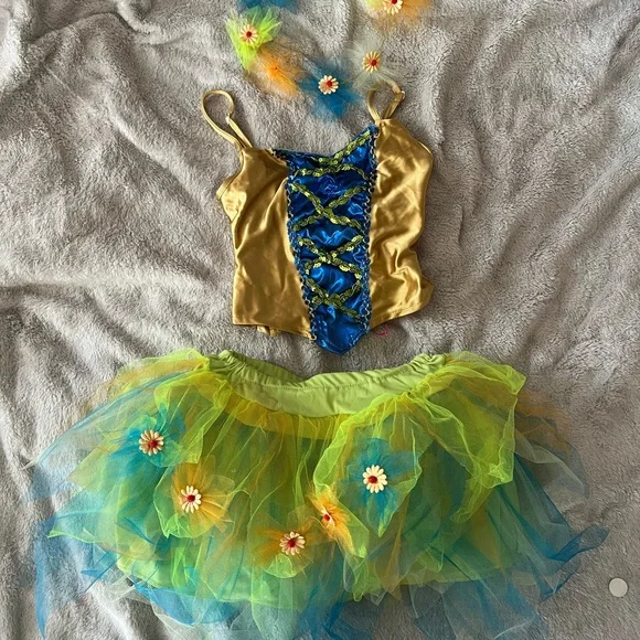 green emerald velvet dress Fairy Costume Tutu Dress with Wings for Girls main image 0